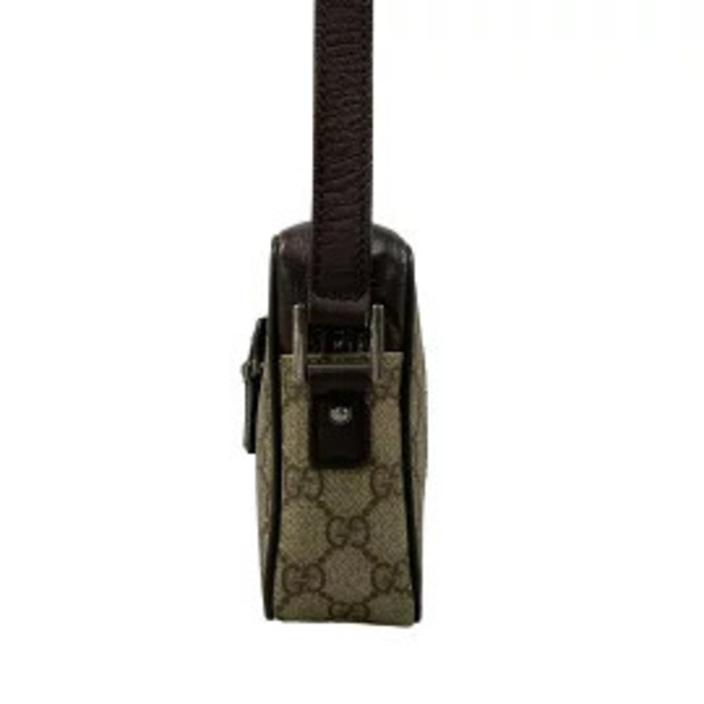 Gucci GG Plus Supreme Sherry Web Shoulder Bag Dark Brown Red Multi Leather